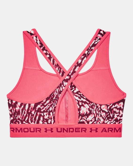Damen Armour® Mid Crossback Sport-BH mit Aufdruck, Pink, pdpMainDesktop image number 9